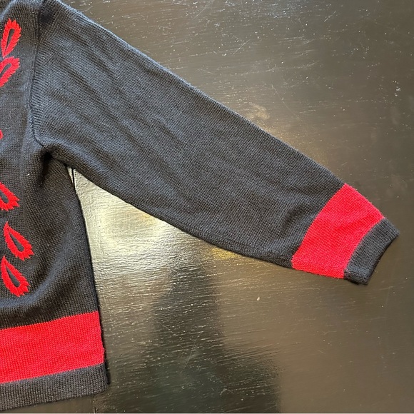 Vintage Alpaca Style Small Blue and Red Knit Cardigan Made In Bolivia 90s y2k - Picture 5 of 7